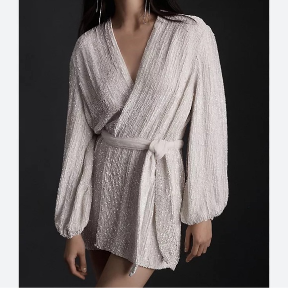 NWT Retrofete Gabrielle Robe Dress in White Bridal Bachelorette Size M
